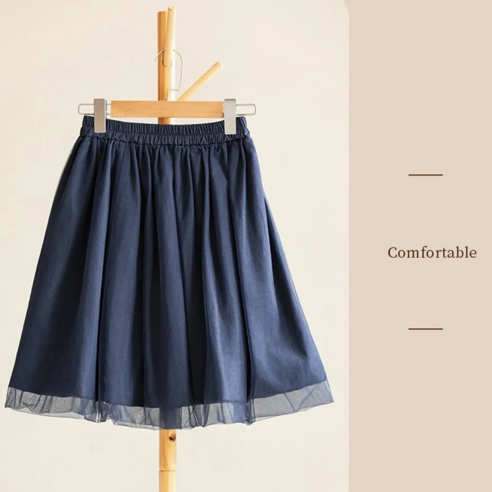蓝白条上衣/ 半纱裙 Peter Pan Collar Blouse/ Tulle Overlay Skirt