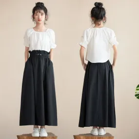 方领上衣/ 荷叶腰设计半裙 Square Elegance Blouse/ Classic Paperbag Waist Midi Skirt