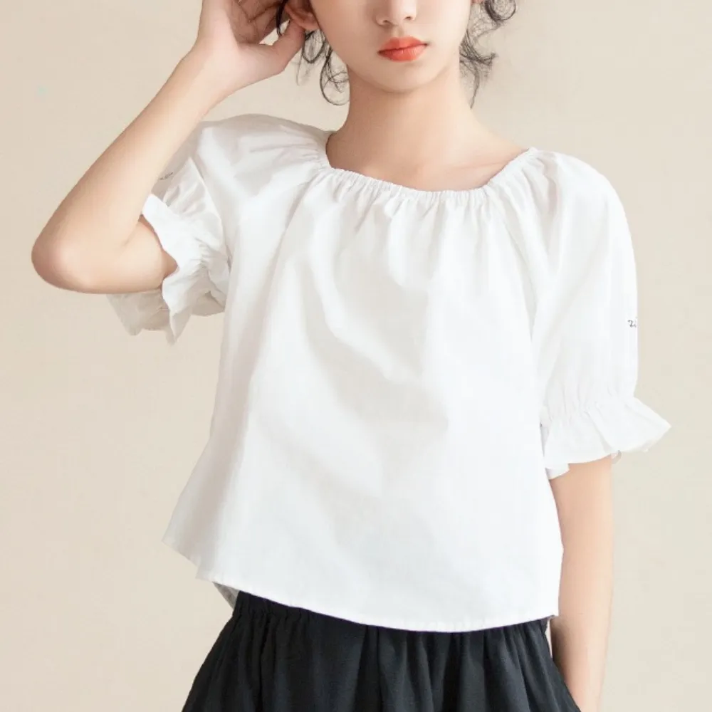 方领上衣/ 荷叶腰设计半裙 Square Elegance Blouse/ Classic Paperbag Waist Midi Skirt