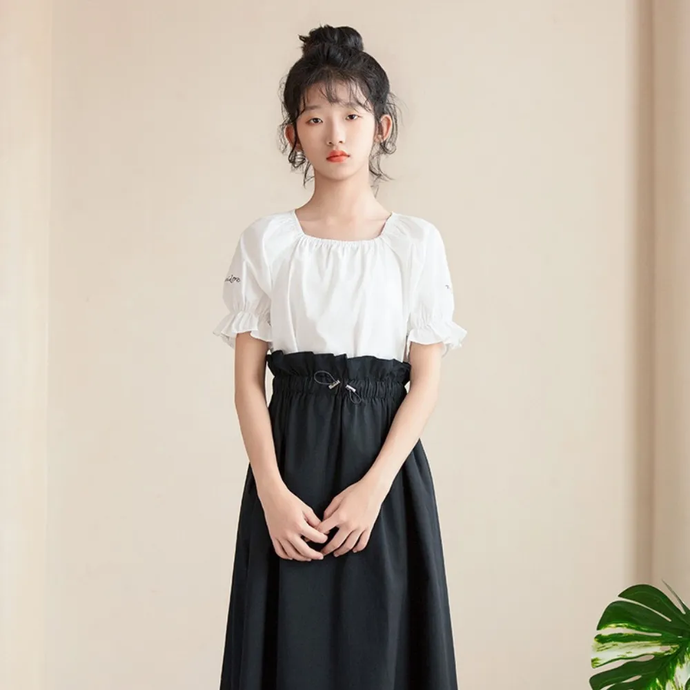 方领上衣/ 荷叶腰设计半裙 Square Elegance Blouse/ Classic Paperbag Waist Midi Skirt
