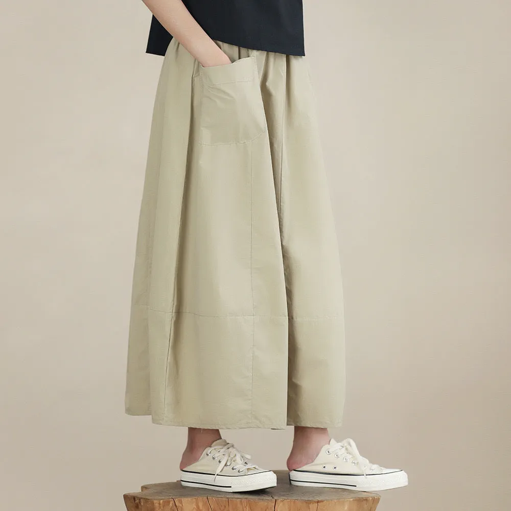 方领上衣/ 卡其灯笼半裙 Square Elegance Blouse/ Khaki Lantern Midi Skirt