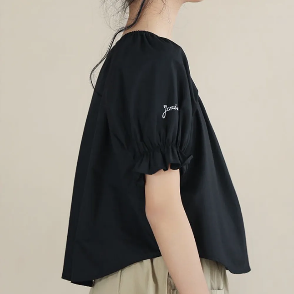 方领上衣/ 卡其灯笼半裙 Square Elegance Blouse/ Khaki Lantern Midi Skirt