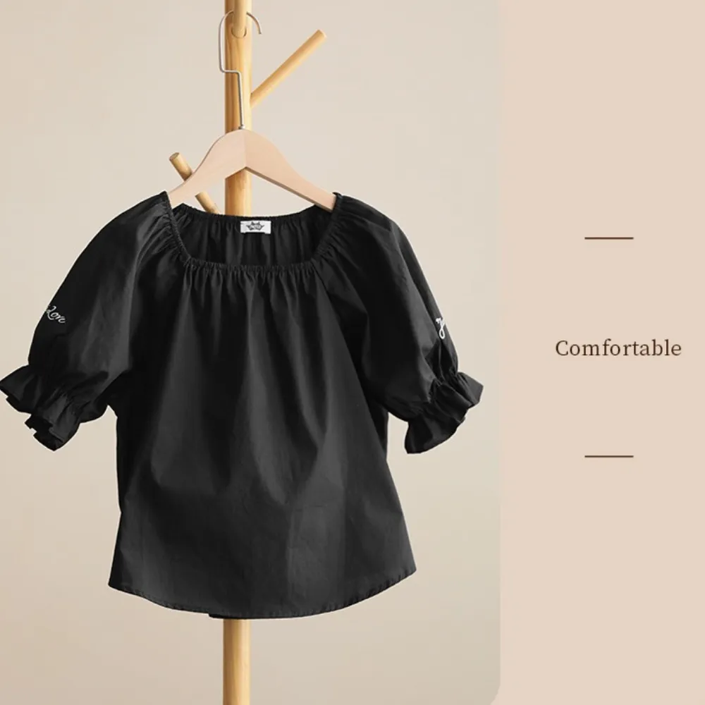 方领上衣/ 卡其灯笼半裙 Square Elegance Blouse/ Khaki Lantern Midi Skirt