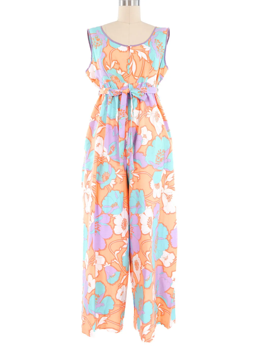1970s Pastel Floral Jumpsuit