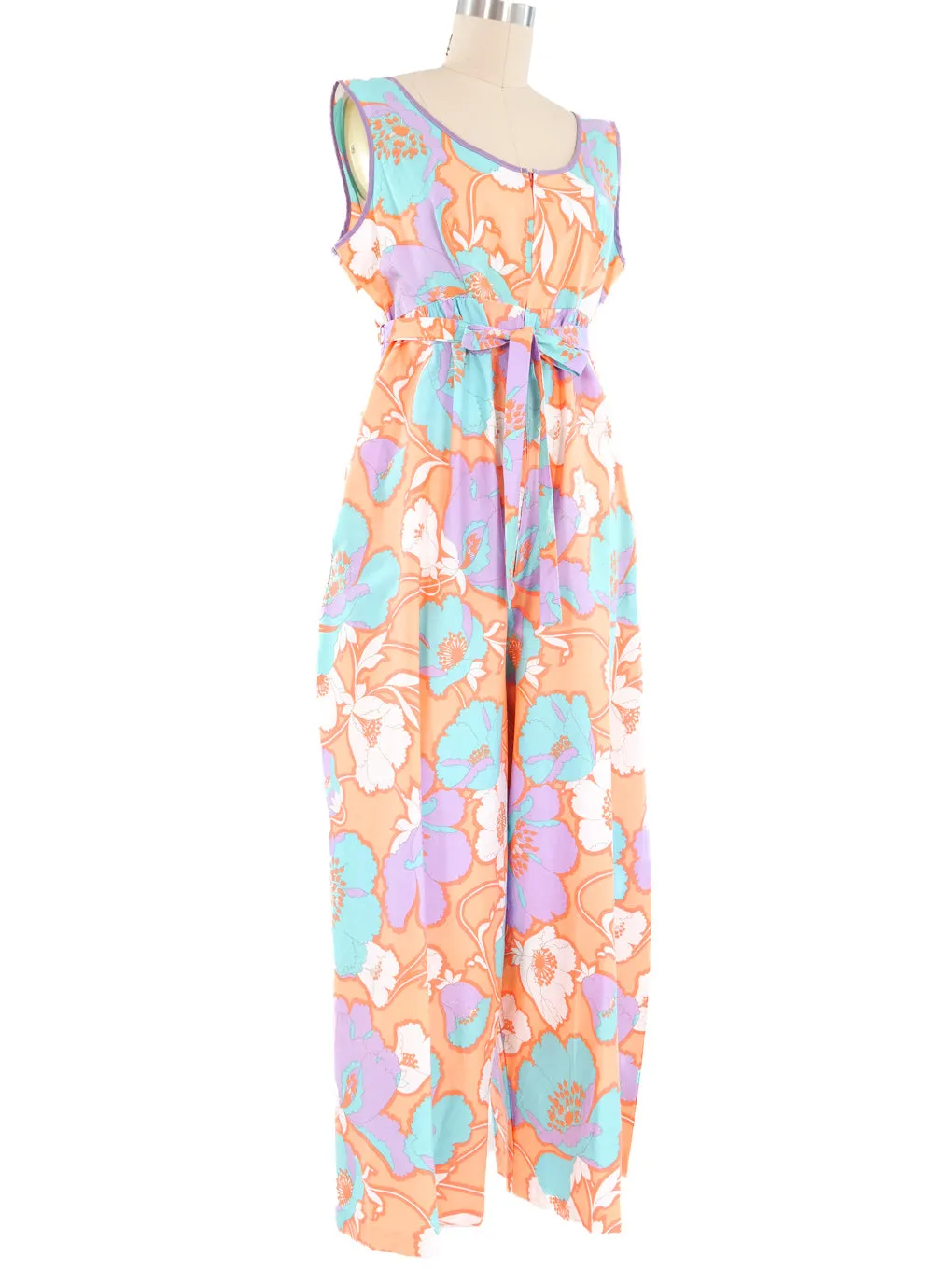 1970s Pastel Floral Jumpsuit