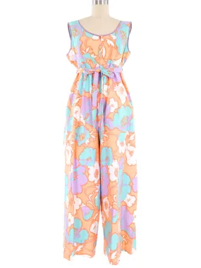 1970s Pastel Floral Jumpsuit