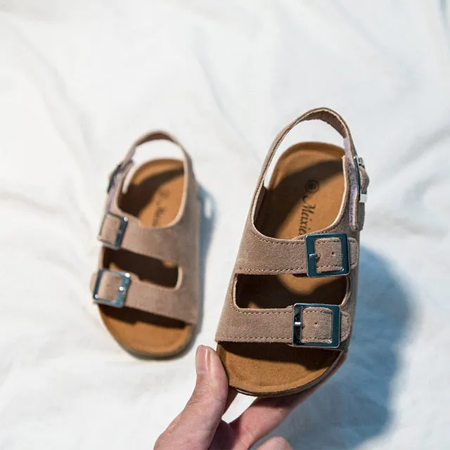 2020 Summer Boys and Girls Leather Sandals for Children Beach Shoes Kids Sports Soft Non-slip Casual Toddler Sandals 2-12 years