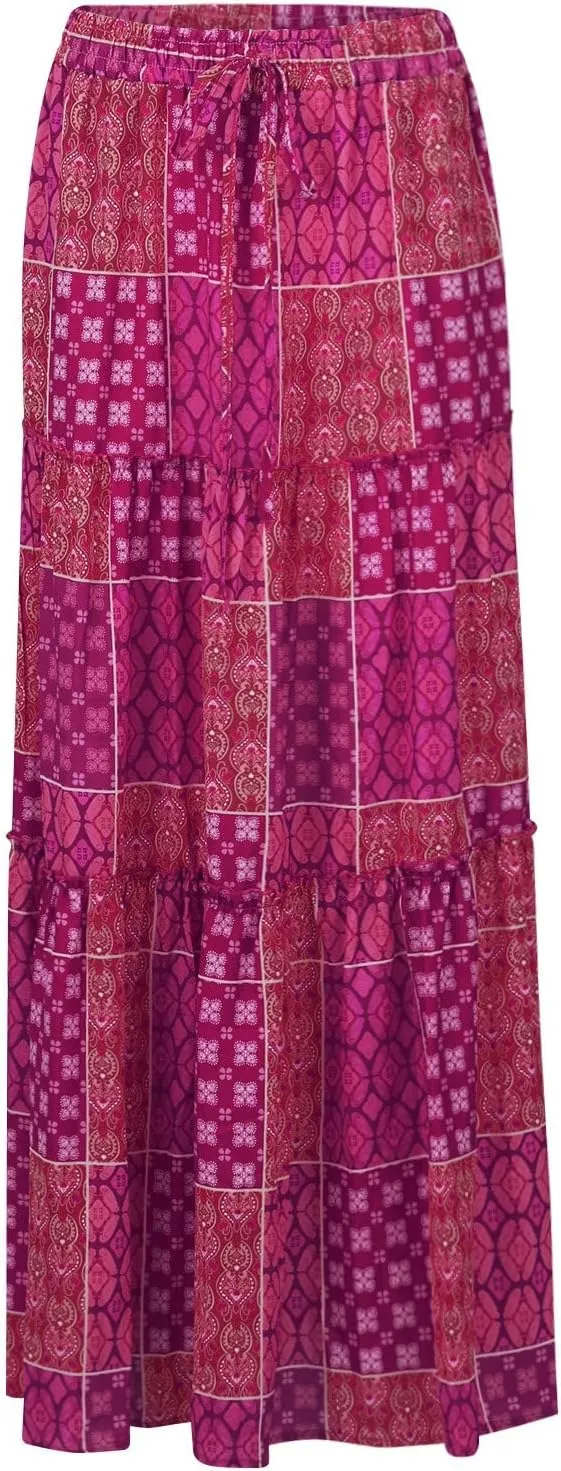 2025 High Waisted Women's Maxi Skirts, Boho Flowy Elegantes Vacation Trendy Long Skirt