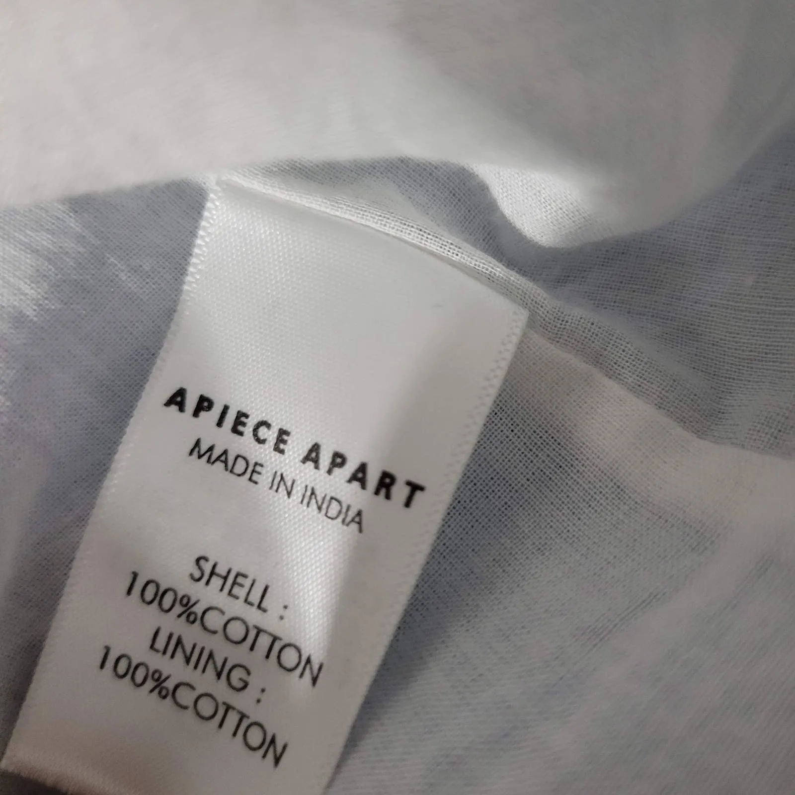 Apiece Apart Drop Waist Dress Blue Crinkled Minimalist Long Sleeve Cotton Size 4