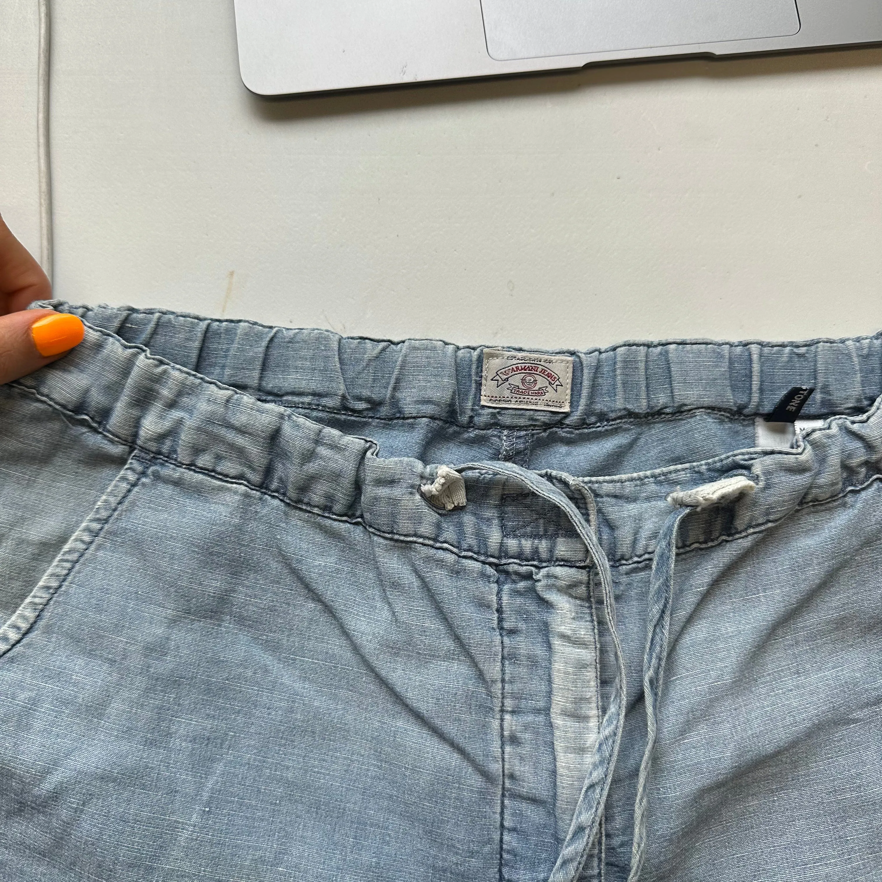 armani lightweight denim trousers