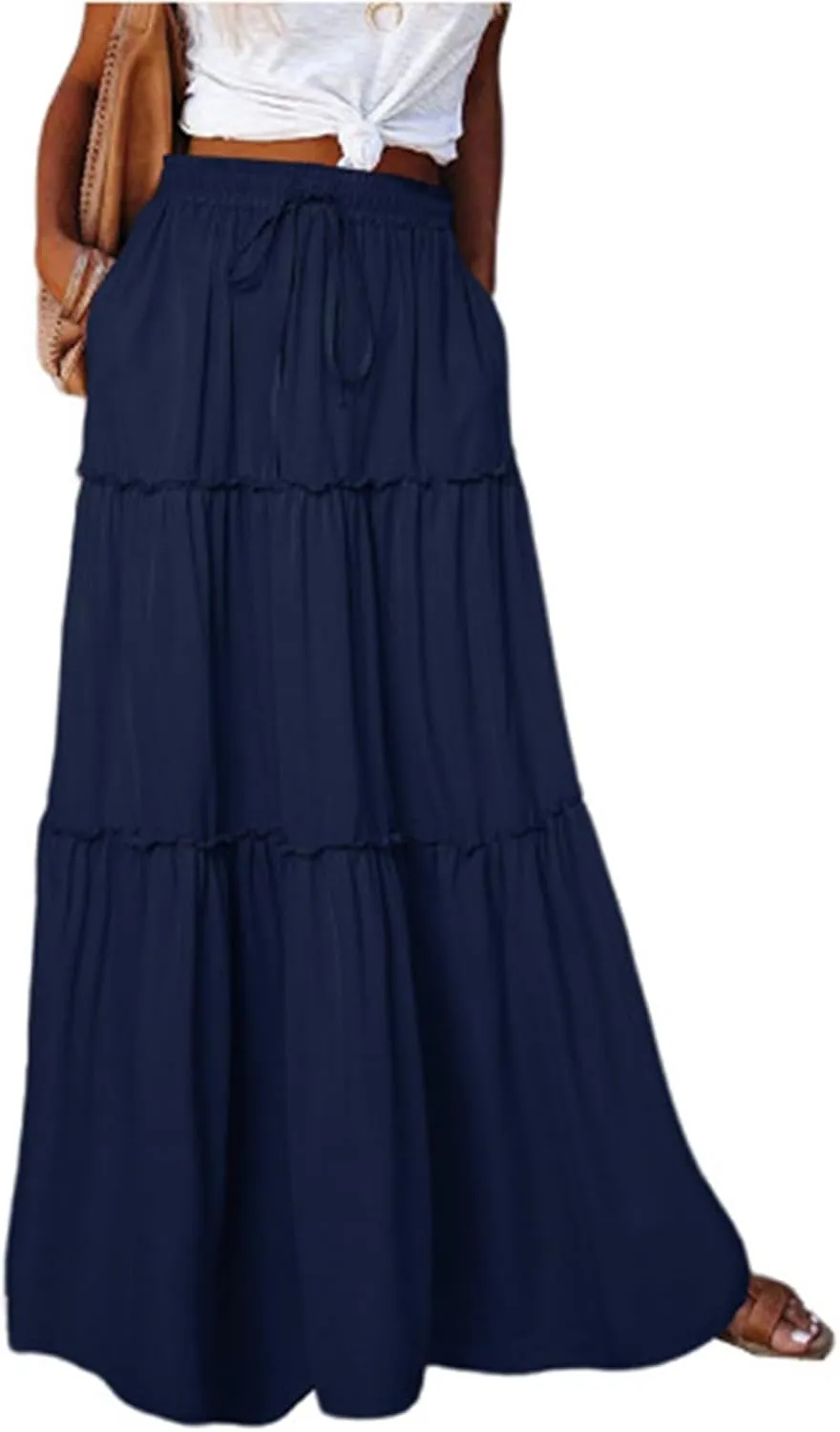 Beach Skirts for Women, Maxi Summer Solid Color Casual Vacation Womens Skirts