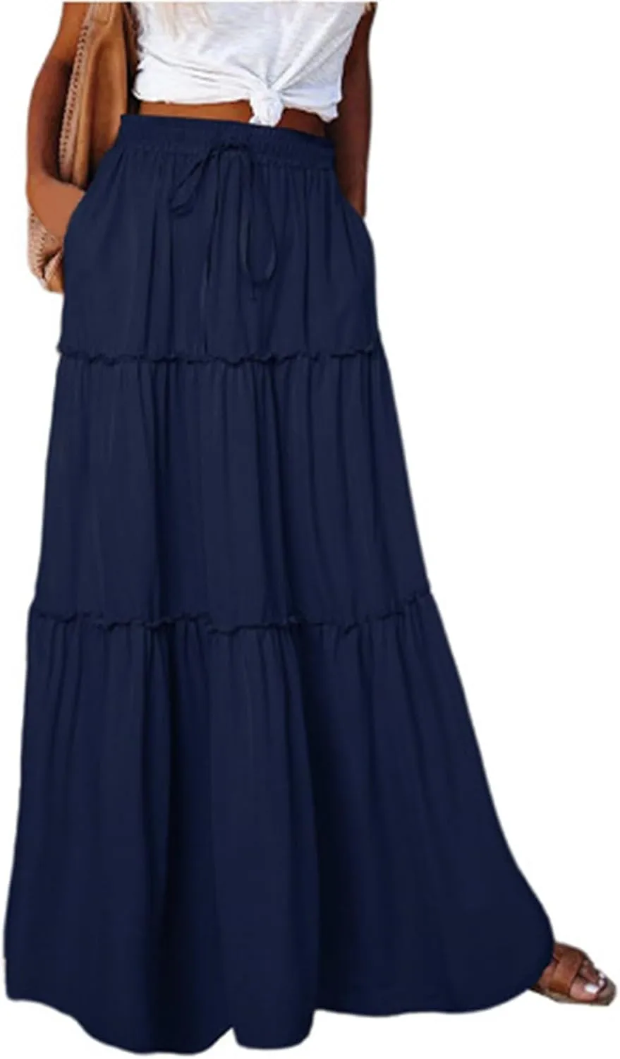 Beach Skirts for Women, Maxi Summer Solid Color Casual Vacation Womens Skirts