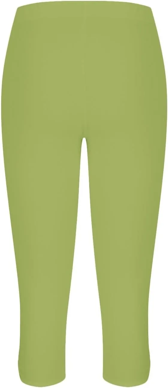Capri Leggings for Women Trendy Casual Yoga Pants Elastic High Waist Cropped Comfy Stretchy Workout Pants