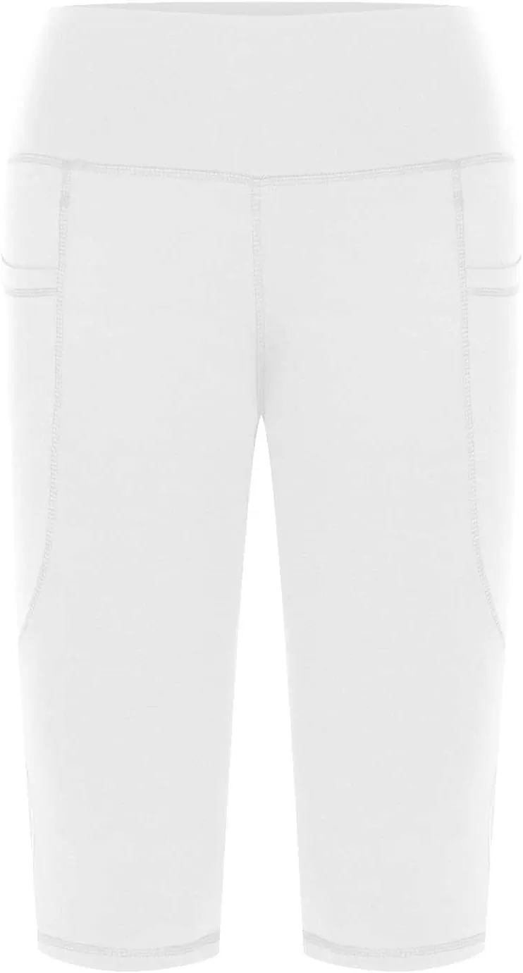 Capri Pants for Women Summer Solid Leggings with Pocket Knee Length High Waisted Stretch Tummy Control Yoga Pants