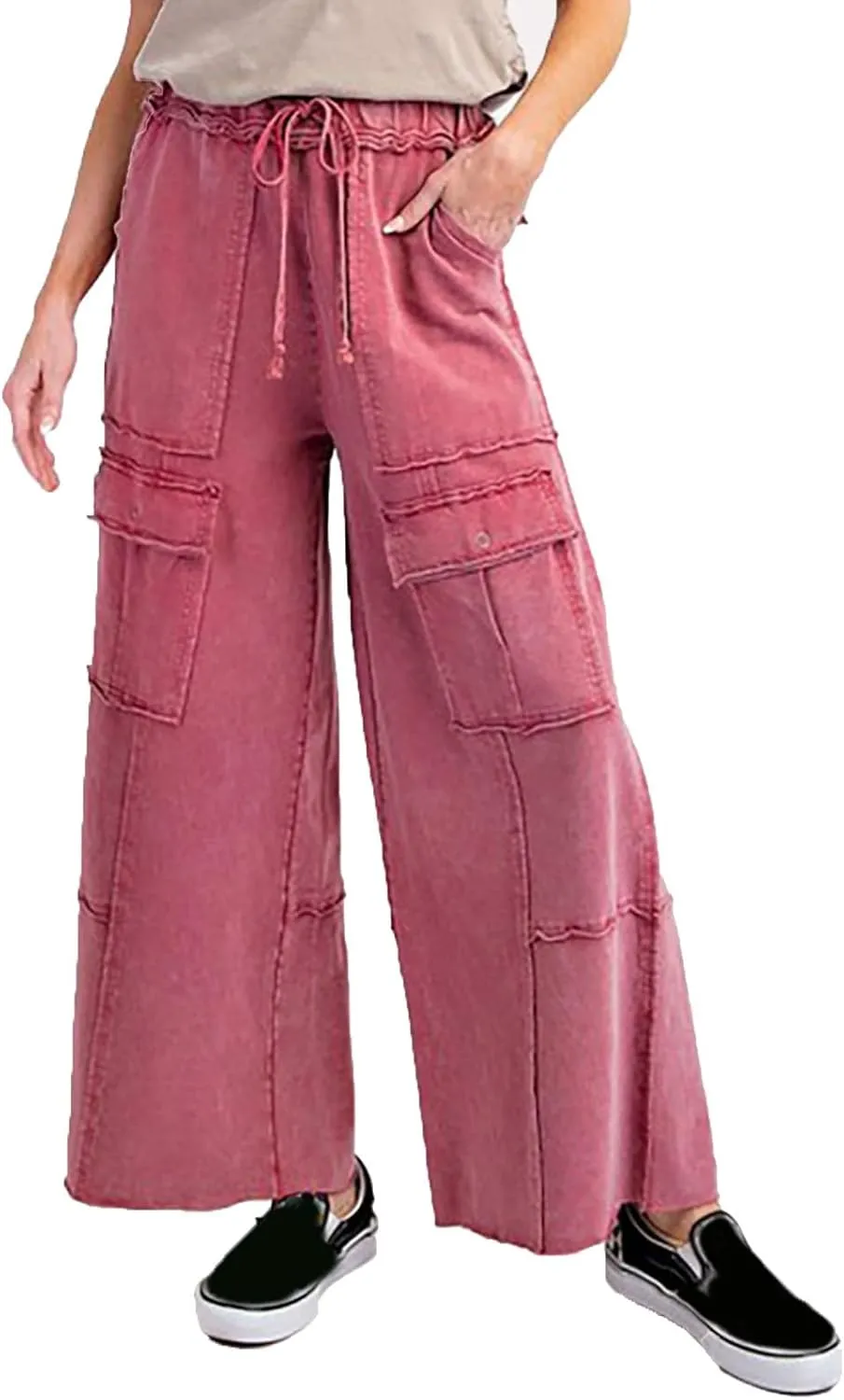 Cargo Jeans for Women Loose Fit High Waisted Wide Leg Jeans Lightweight Flowy Palazzo Pants with Pockets