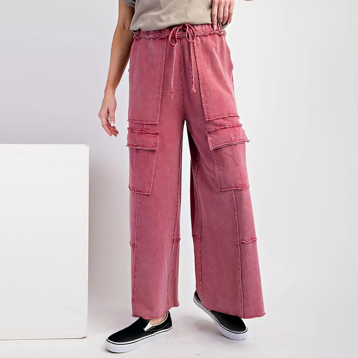 Cargo Jeans for Women Loose Fit High Waisted Wide Leg Jeans Lightweight Flowy Palazzo Pants with Pockets