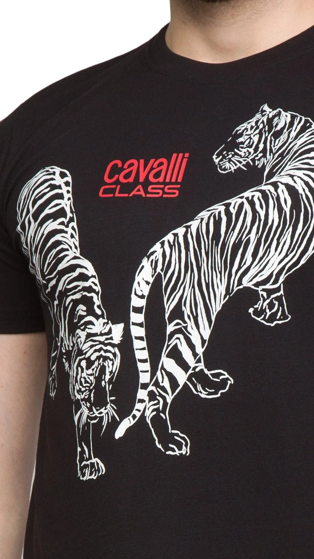 Cavalli Class  Double Tiger Logo Motif Fashion T-Shirt-