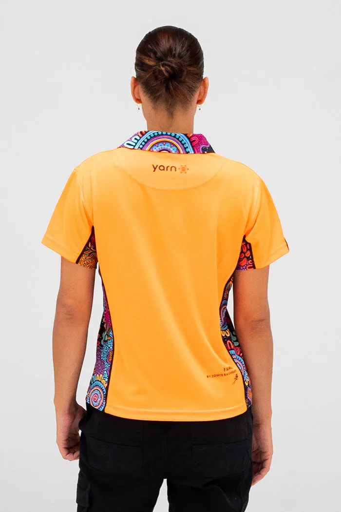 Celebration High Vis Fluro Orange Women's Fitted Polo Shirt