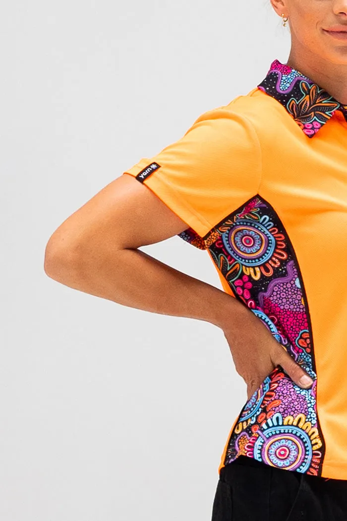 Celebration High Vis Fluro Orange Women's Fitted Polo Shirt