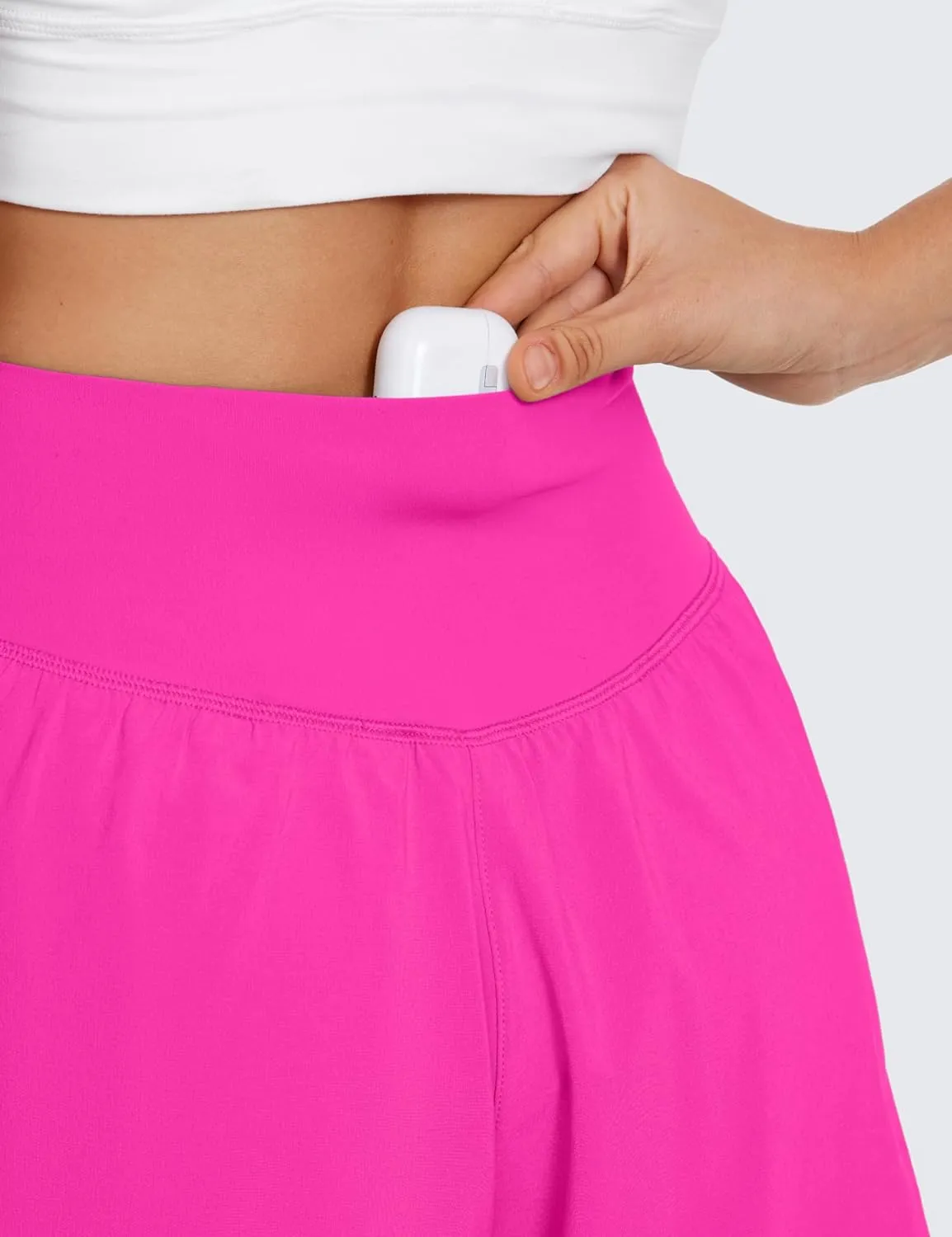 CRZ YOGA Crossover Butterfly Athletic Shorts for Women 2 in 1 Flowy High Waisted for Tennis Running Workout with Pockets