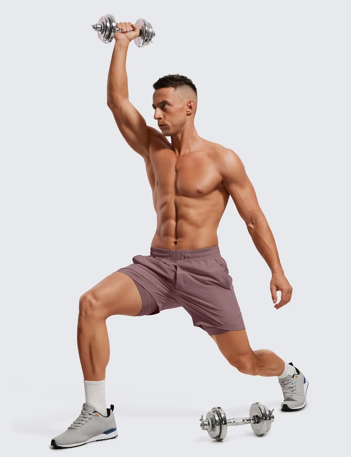 CRZ YOGA Men's 2 in 1 Running Shorts with Liner - 5'' Quick Dry for Workout Sports Athletic with Pockets
