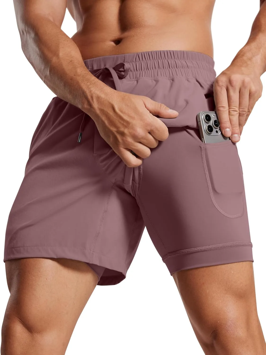 CRZ YOGA Men's 2 in 1 Running Shorts with Liner - 5'' Quick Dry for Workout Sports Athletic with Pockets