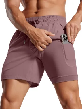 CRZ YOGA Men's 2 in 1 Running Shorts with Liner - 5'' Quick Dry for Workout Sports Athletic with Pockets