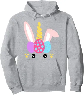 Cute Easter Unicorn Bunny Face Pastel Design Girls, Toddlers Pullover Hoodie