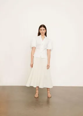 Draped Puff Sleeve Blouse in Optic White