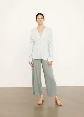 Drapey Stripe V-Neck Blouse in Coastal Blue