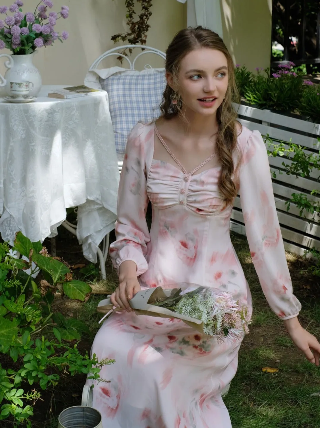 Dress Flower Retro Elegant