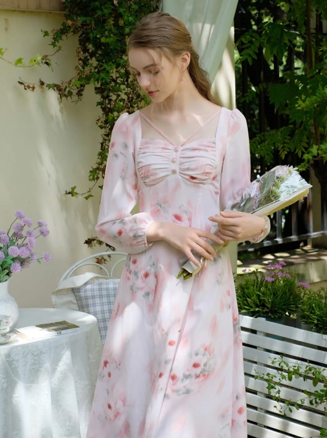 Dress Flower Retro Elegant