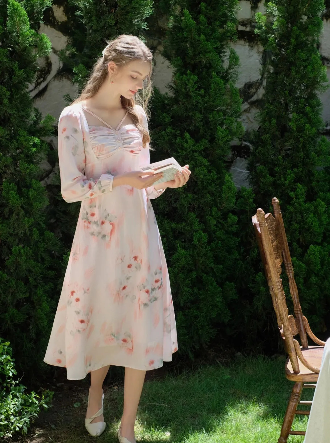 Dress Flower Retro Elegant