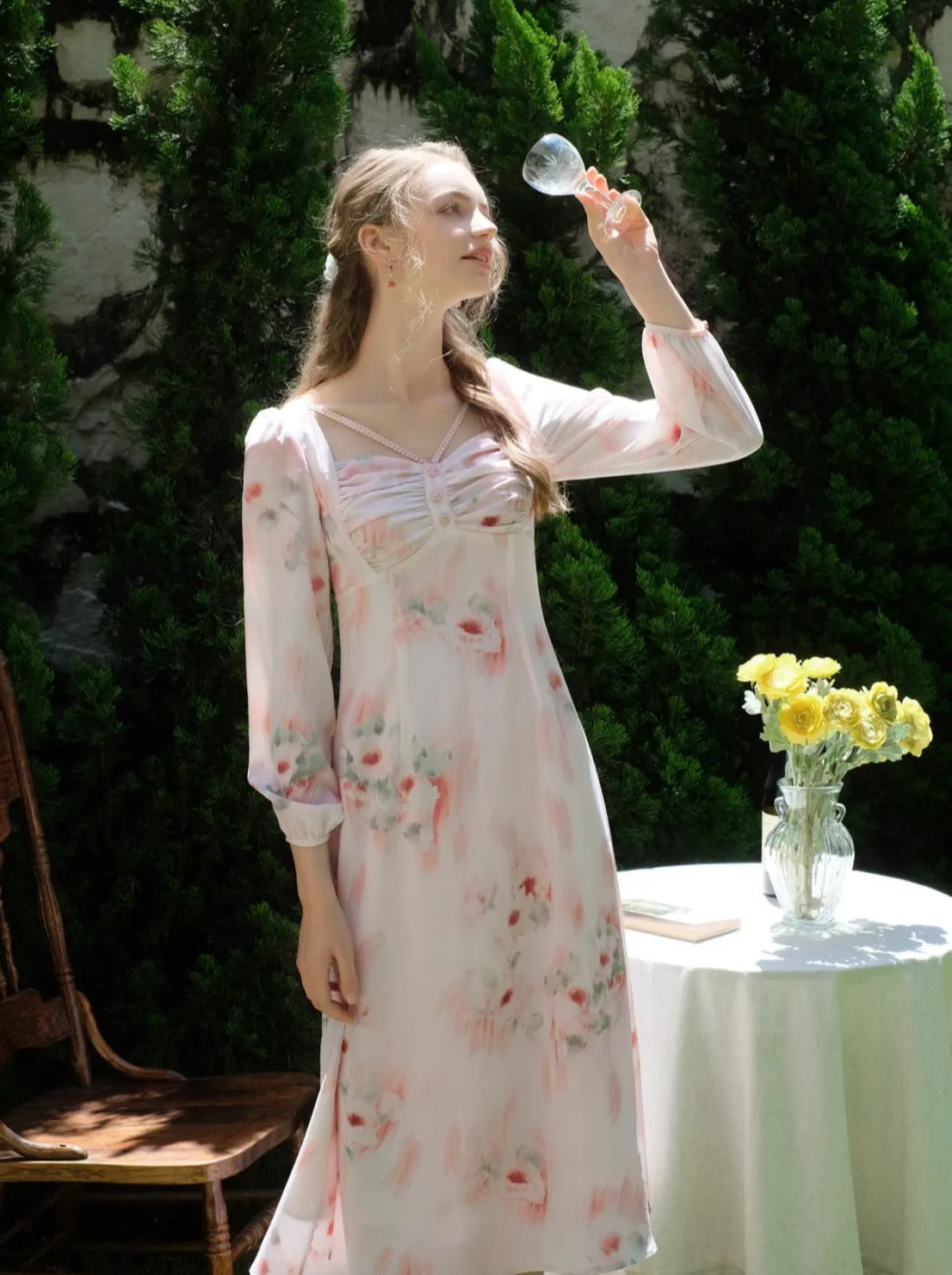 Dress Flower Retro Elegant