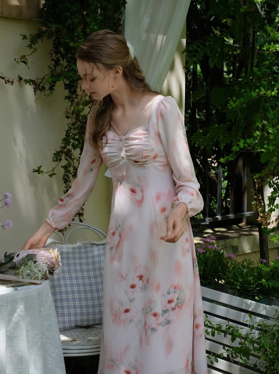 Dress Flower Retro Elegant
