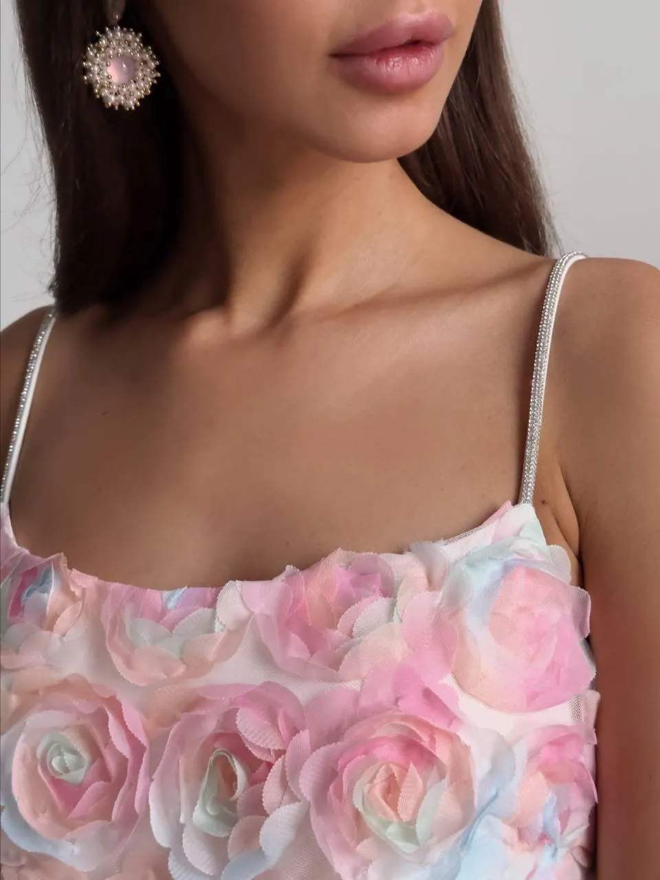 Elegant Floral Midi Pink Dress