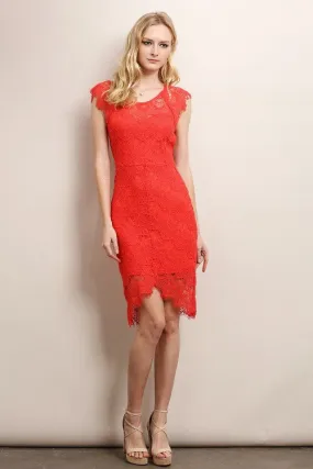 Elegant Red Full Lace Dress
