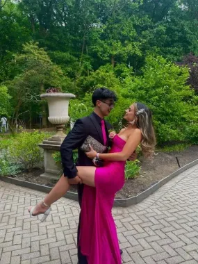 Elegant Satin Long Prom Dress with Split Party Dress