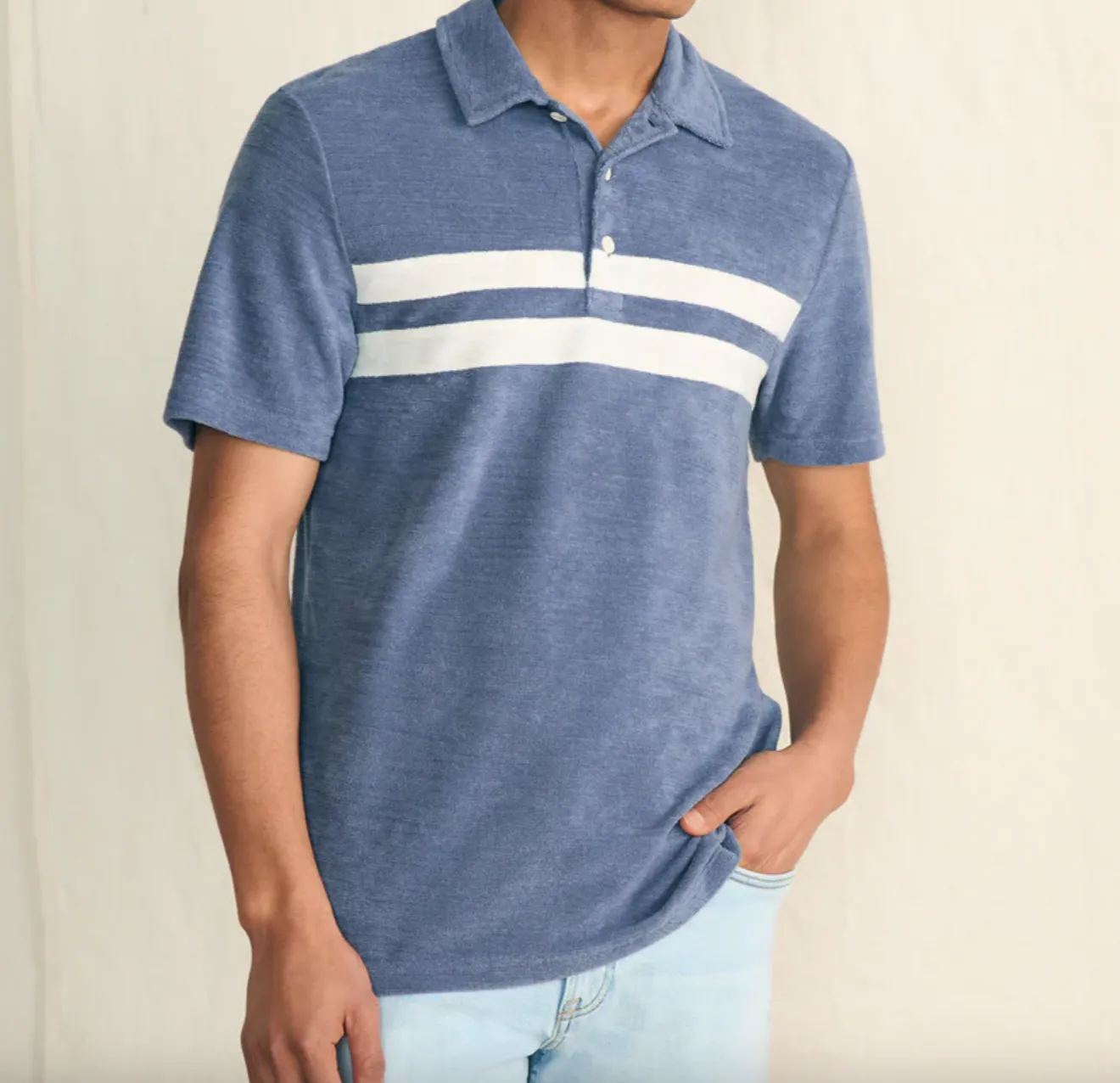 Faherty Men's Cabana Towel Terry Surf Stripe
