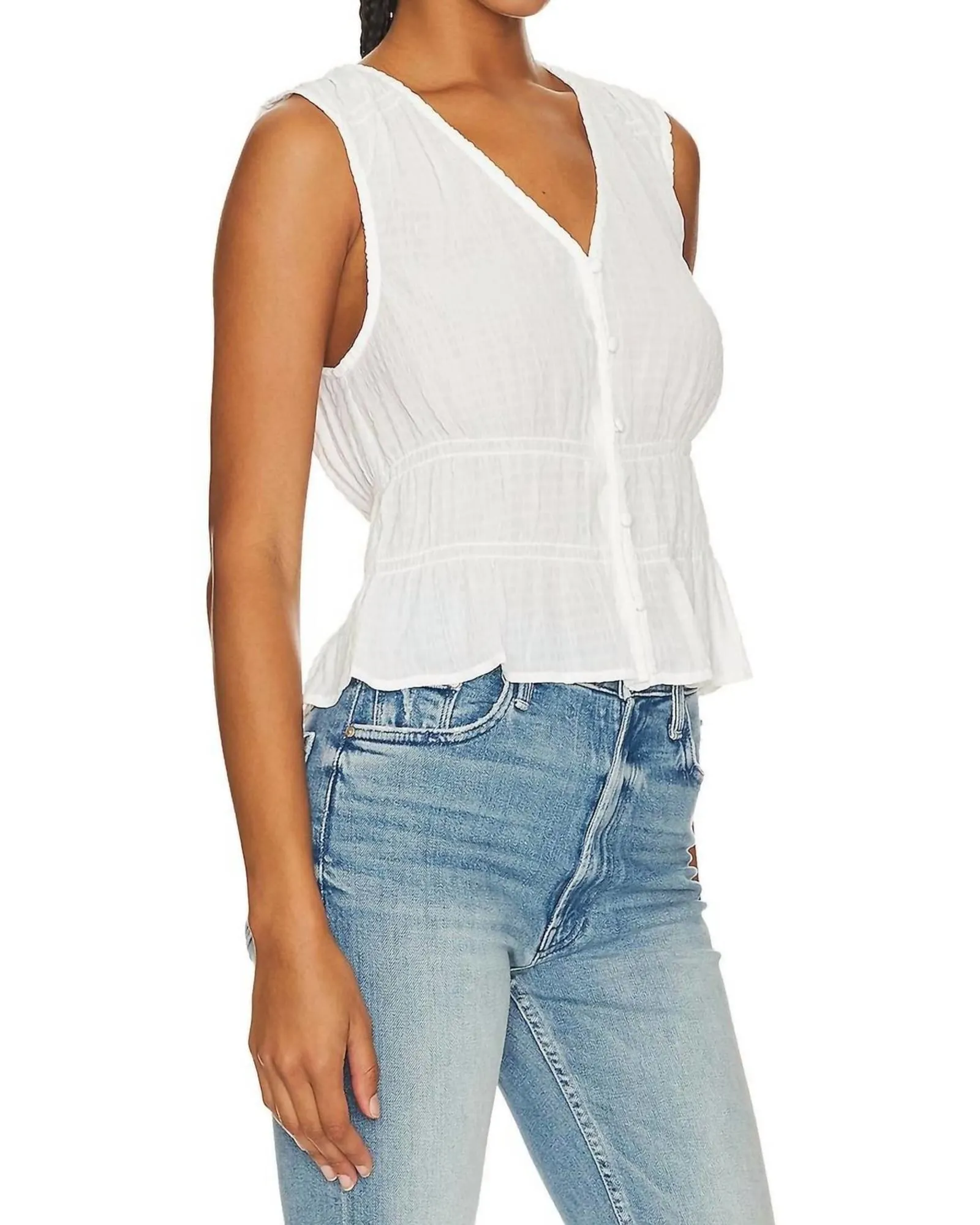 Featherweight Button Up in White | White