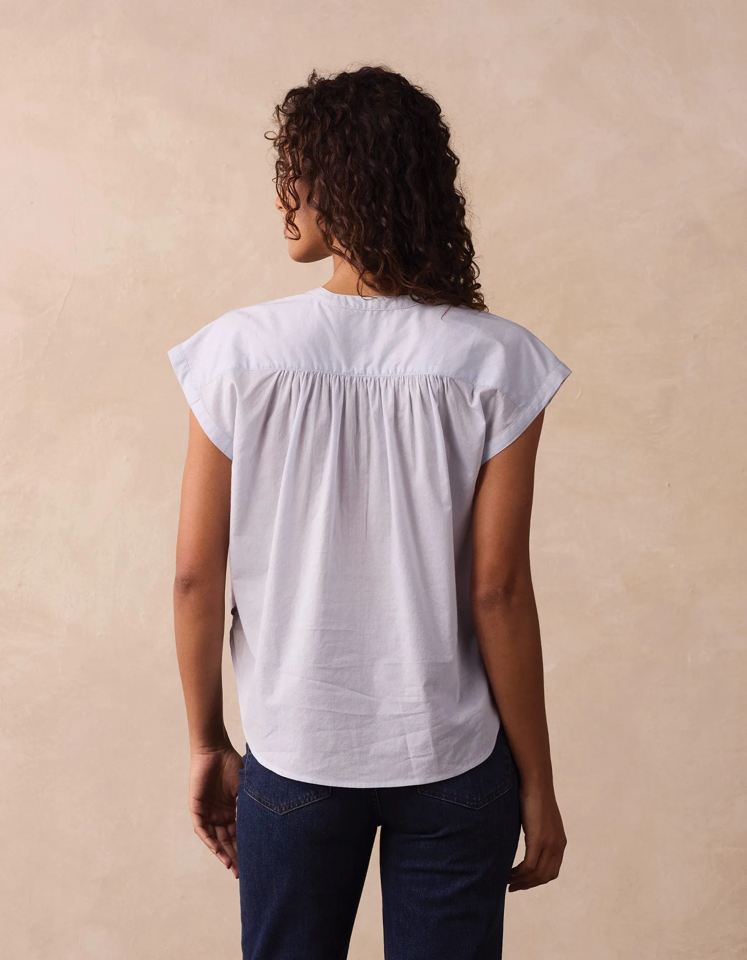 Featherweight Short Sleeve Blouse in Mist