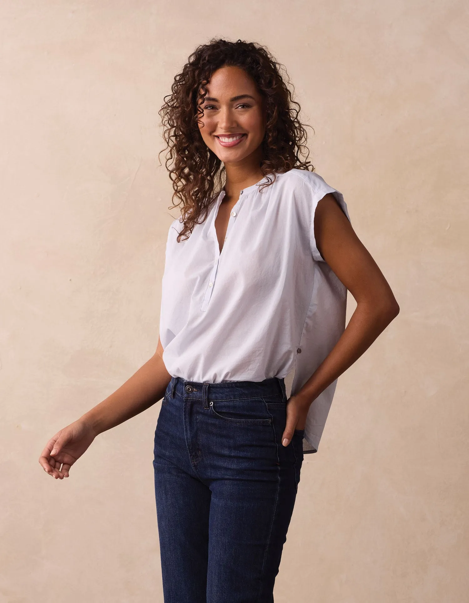 Featherweight Short Sleeve Blouse in Mist