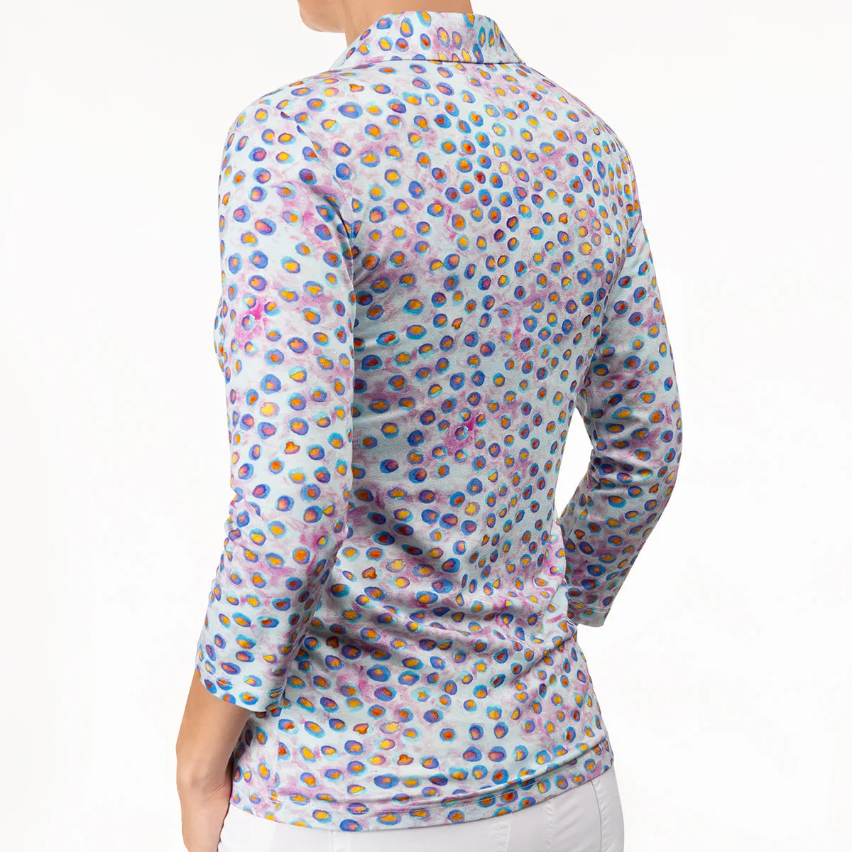 Fitted Polo Collar Tee in Glass Beads