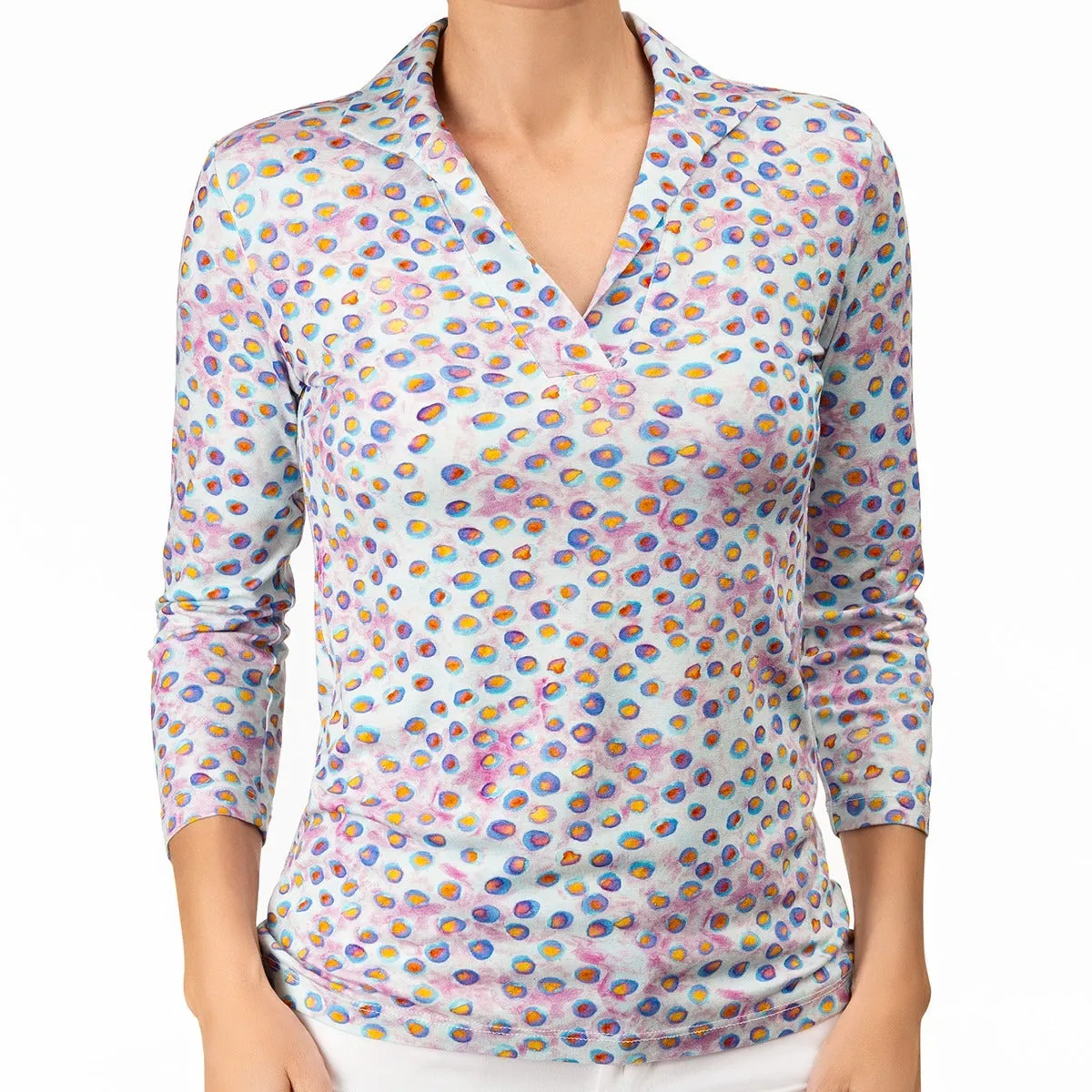 Fitted Polo Collar Tee in Glass Beads