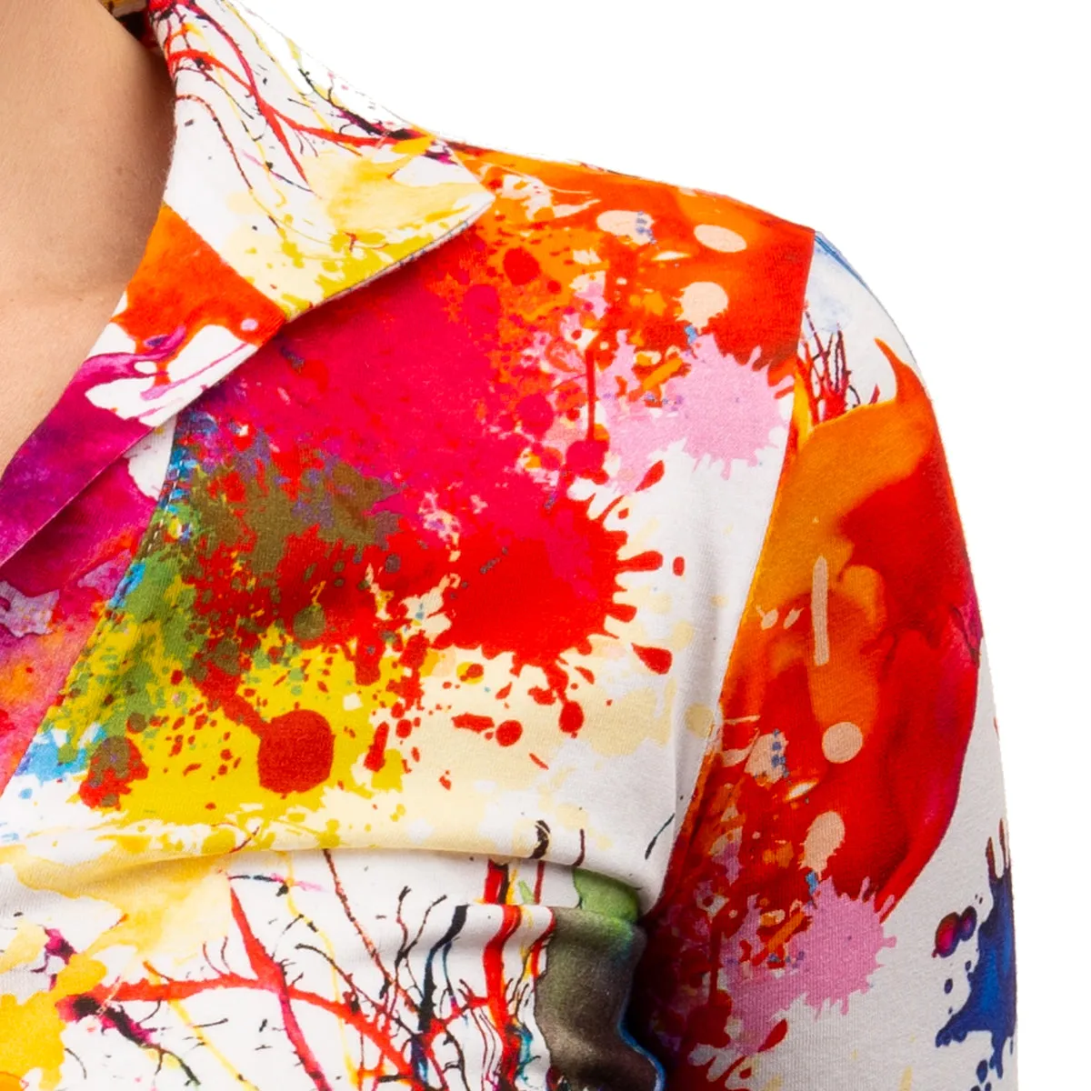 Fitted Polo Collar Tee in Paint Splash
