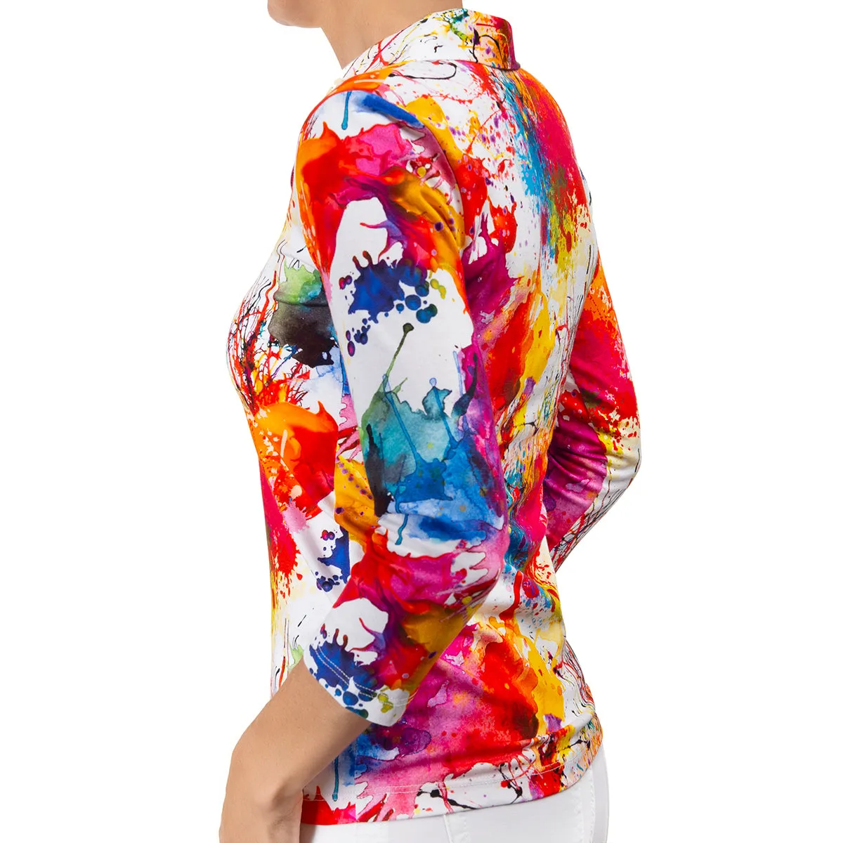 Fitted Polo Collar Tee in Paint Splash