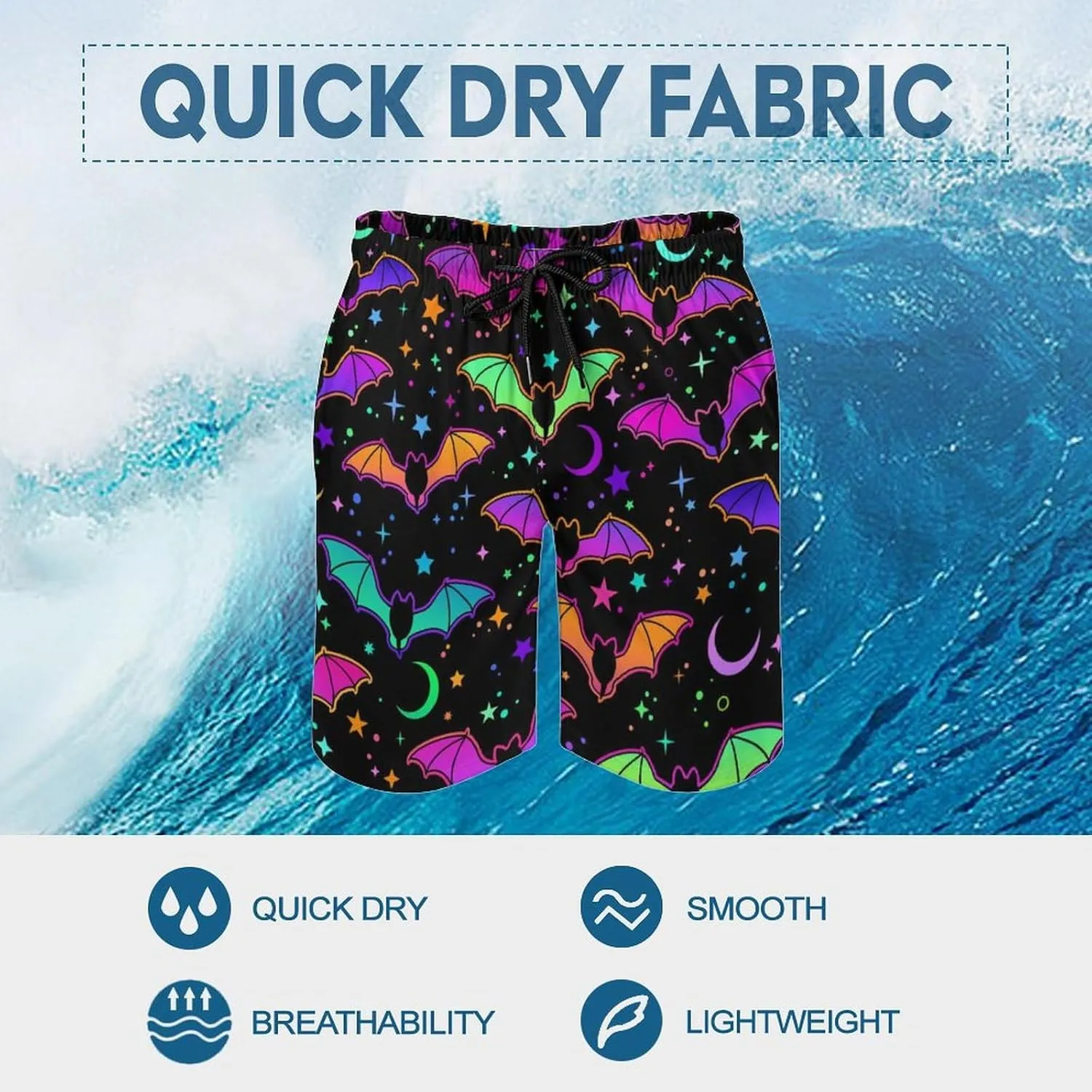 Funny Mens Swim Trunks Quick-Drying Breathable Beach Board Shorts with Mesh Lining Swimwear Bathing Suits