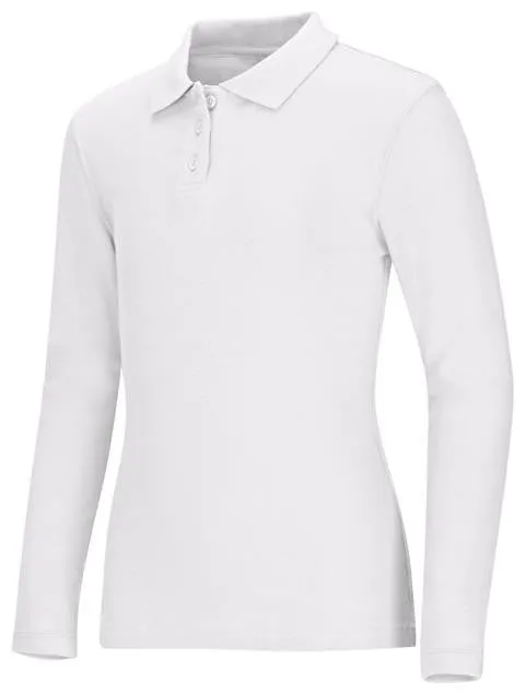 Girls Long Sleeve Fitted Interlock Polo