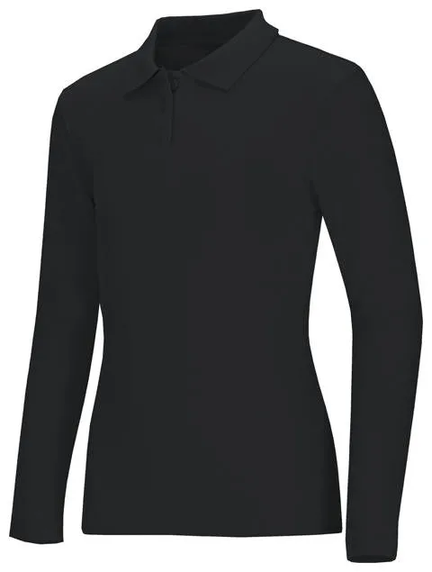 Girls Long Sleeve Fitted Interlock Polo