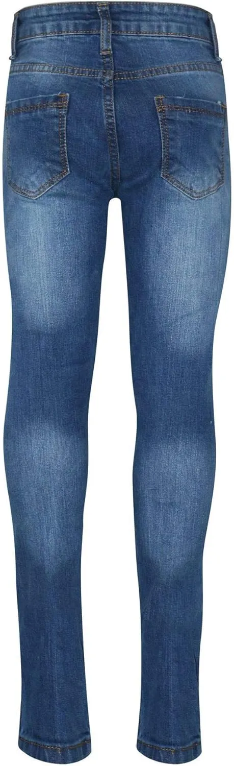 Girls Ripped Jeans Comfort Skinny Stretch Jeans Lightweight Stretchable Denim Cotton Pants Age 3-14 Years